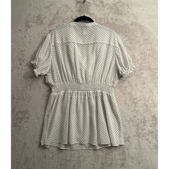 Torrid Retro Romantic Ruffle Chiffon Polka Dot Prairie Blouse Size 1X and 14 - Picture 2 of 6